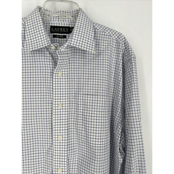 Lauren Ralph Lauren Blue White Checkered Long Sleeve Button‎ Down 16 32/33 - Picture 1 of 7